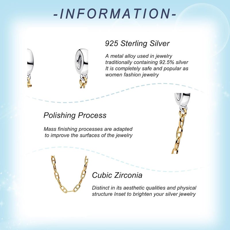 YUMINN 925 Sterling Silver Charms for Bracelets Gold Love and Heart Charms Cherry Blossom Dangle Beads Jewelry for Women - Image 3
